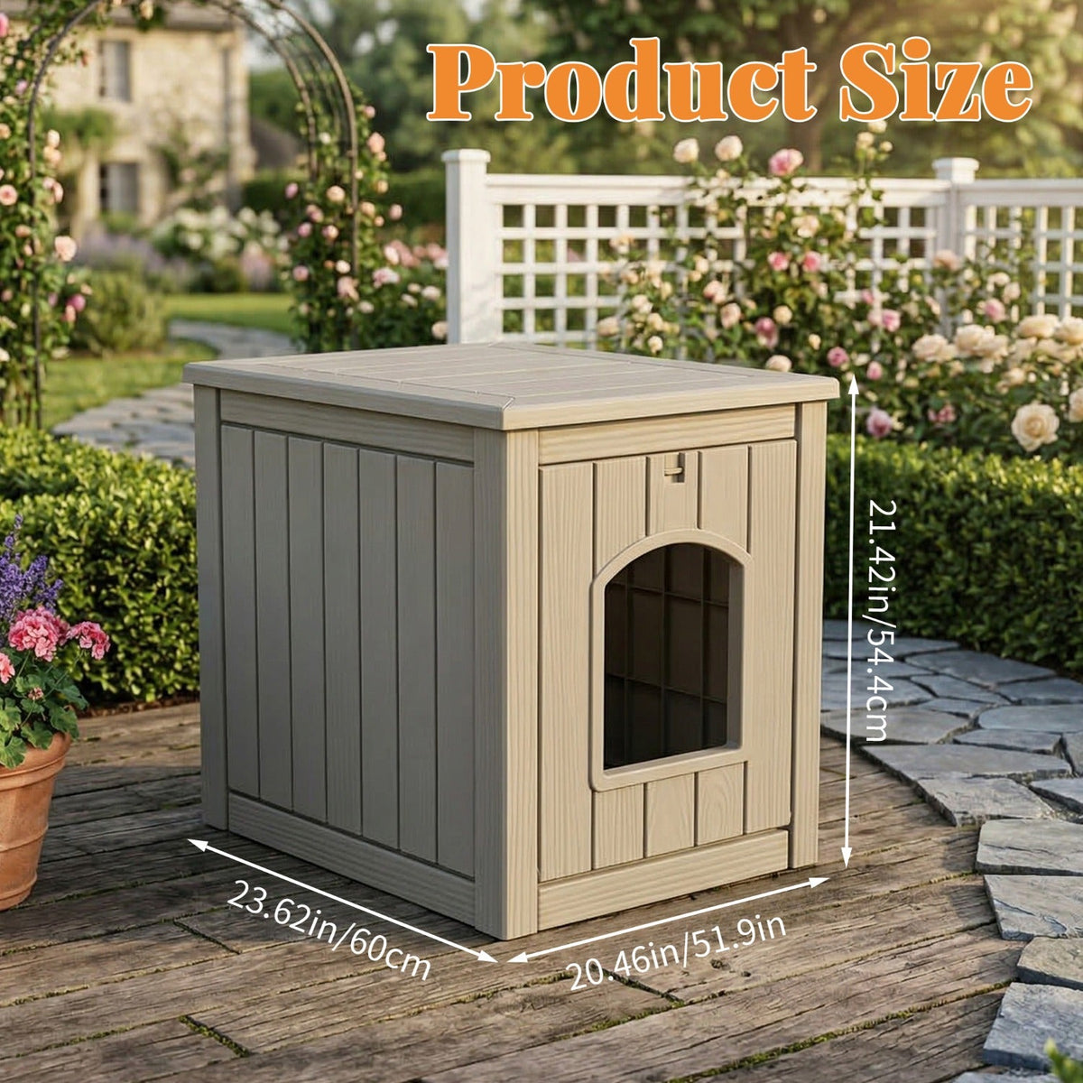 Hidden Litter Box Cabinet - Multifunctional Cat Litter Box Enclosure with Side Table Top, Front-Opening Door, Easy Clean - Indoor, Courtyard & Doorstep - Black & Light Brown