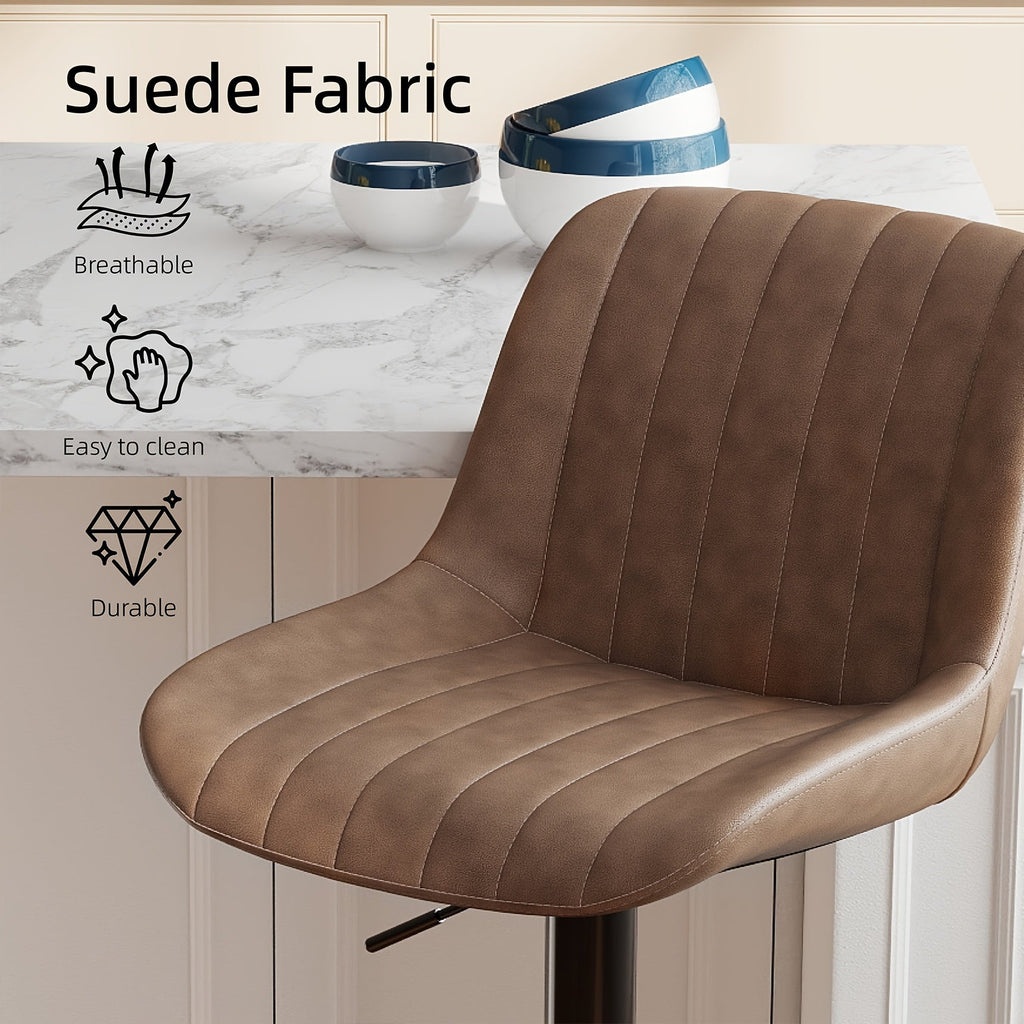 Bar Stools Set of 2/3/4, Adjustable Height Swivel Bar Chairs with Backrest & Footrest, PU Leather Ergonomic Kitchen Island Stools, Non-Slip Base, Easy Assembly, Modern Armless Counter Stools
