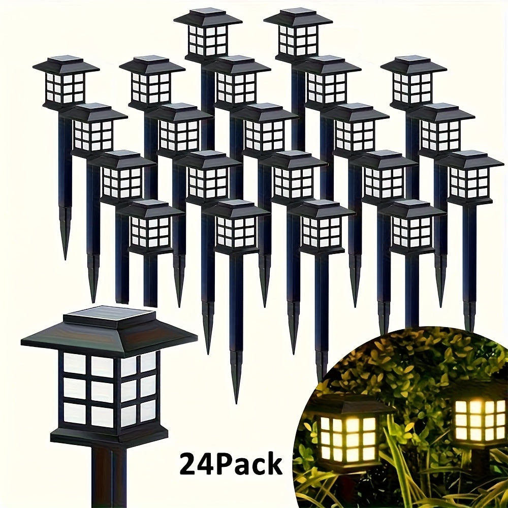 Solar Outdoor Garden Lights 6/12/24 Pack IP44 Waterproof | Warm White & Colorful LED Landscape Pathway Lights for Yard, Courtyard, Patio, Holiday Decoration – Auto On/Off