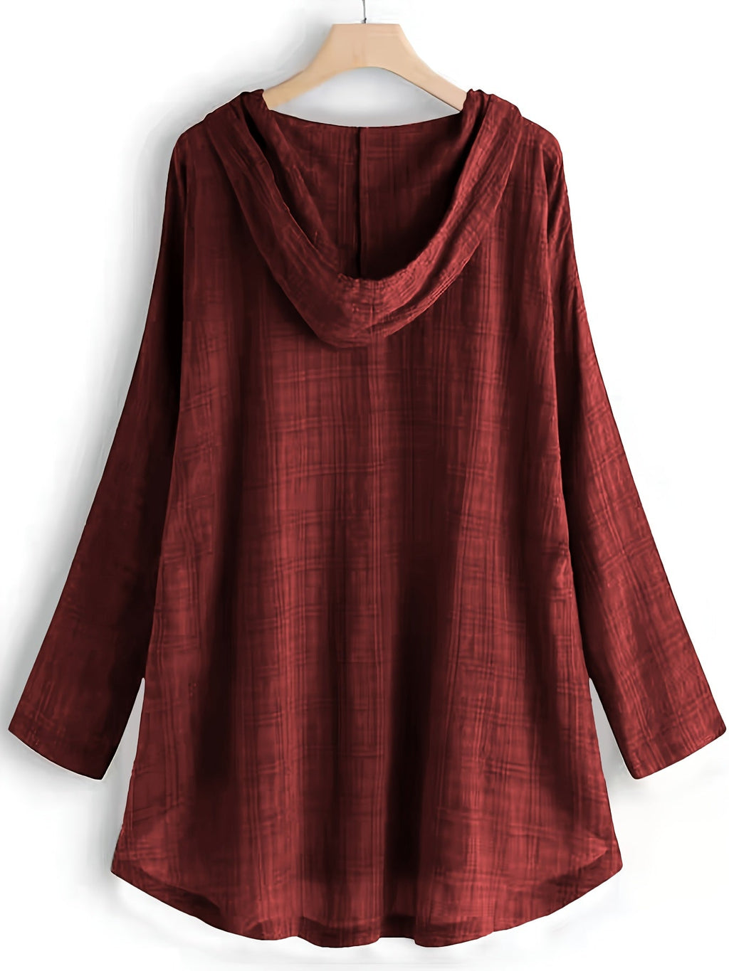 Women's Plaid Hooded Long Sleeve Drawstring Shirt | Asymmetrical Hem Tie-Waist Blouse Casual Autumn Outerwear Top