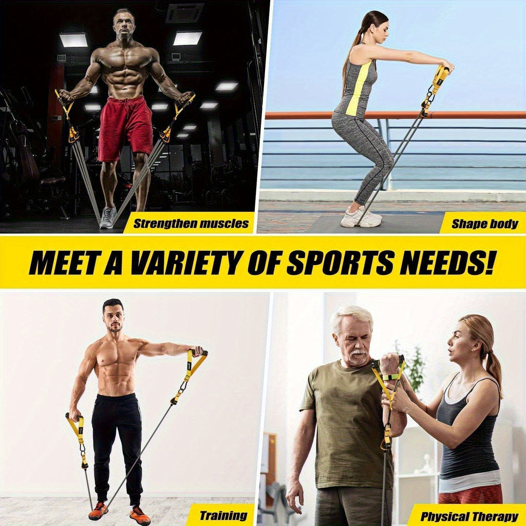 300lb Heavy-Duty Resistance Band Set Home Gym Strength Training Kit with Handles, Door Anchor, and Ankle Straps for Full-Body Workout, Muscle Building, Toning, and Rehabilitation