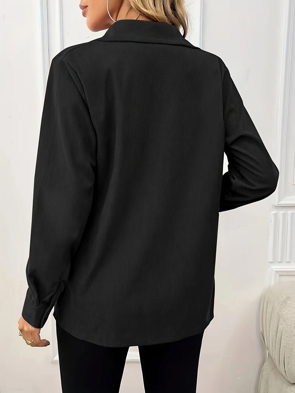 Women's Corduroy Shirt Jacket Lapel Front Pocket Long Sleeve Shacket Casual Fall Outerwear Pale Pink Gray Peacock Blue Black XS S M L XL