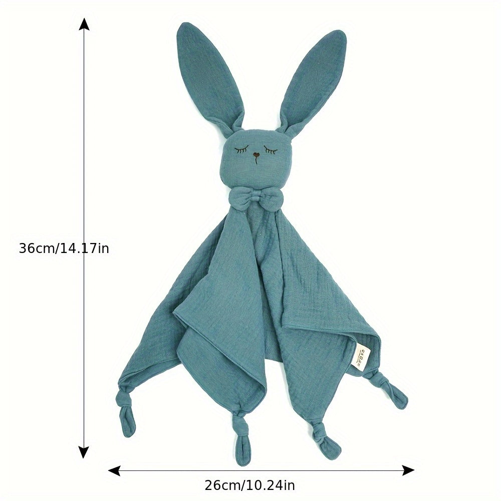 Newborn Baby Bunny Lovey Security Blanket & Rabbit Stuffed Doll, Soft Cuddly Comfort Toy for Boys & Girls, 3 Colors Including Light Blue Pink & Yellow, Baby Shower Gift