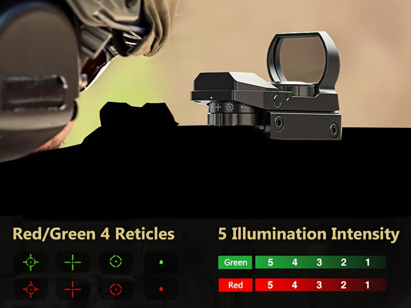 1x22x33 Red and Green Dot Sight with 20mm Picatinny Rail - 4 Reticles, 5 Brightness Settings, Wide Field of View Scope for Rifles and Shotguns