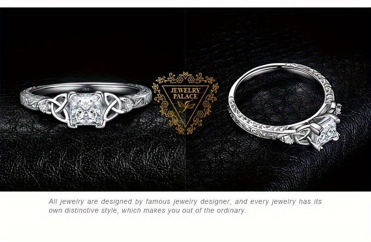 Princess Cut CZ Engagement Ring 925 Sterling Silver Platinum Plated – Cubic Zirconia Bridal Band Women's Sizes 4-12, Silver, Yellow Gold, Rose Gold, Wedding Promise Ring, Gift Box