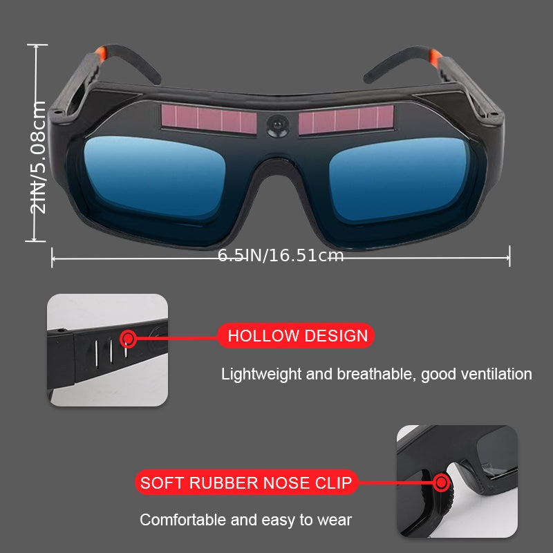 Auto-Darkening Welding Goggles, True Color Lens Anti-Glare Safety Welding Glasses for TIG MIG MMA Plasma, Lightweight Photochromic Welder Glasses with Flame-Retardant Frame & Elastic Headband