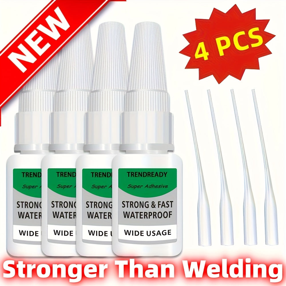 Heavy Duty Super Glue 4-Pack Waterproof Fast-Drying Clear Non-Toxic Multi-Purpose Adhesive for Shoes, Wood, Plastic, Metal, Leather, Ceramic Strong Bond Repair Glue