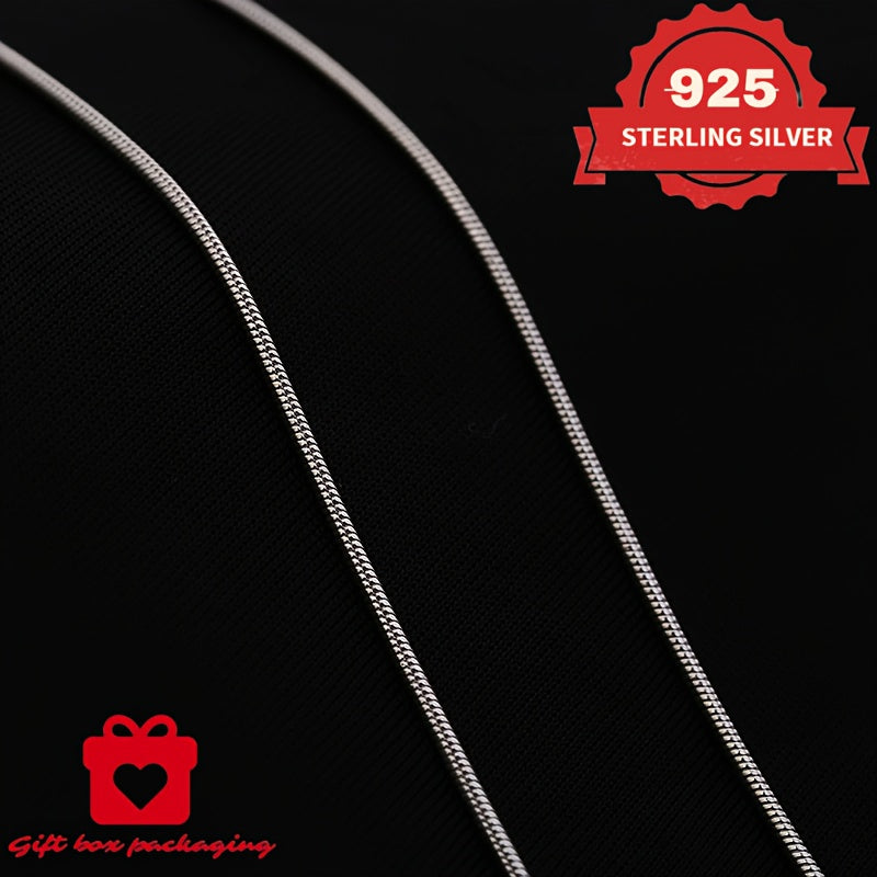 925 Sterling Silver 1mm Snake Chain Necklace Unisex – Handmade Round Snake Chain Lengths 16–24 Inches, Gift Box Included, Perfect for Daily Wear, Mother’s Day & Gifts for Him or Her