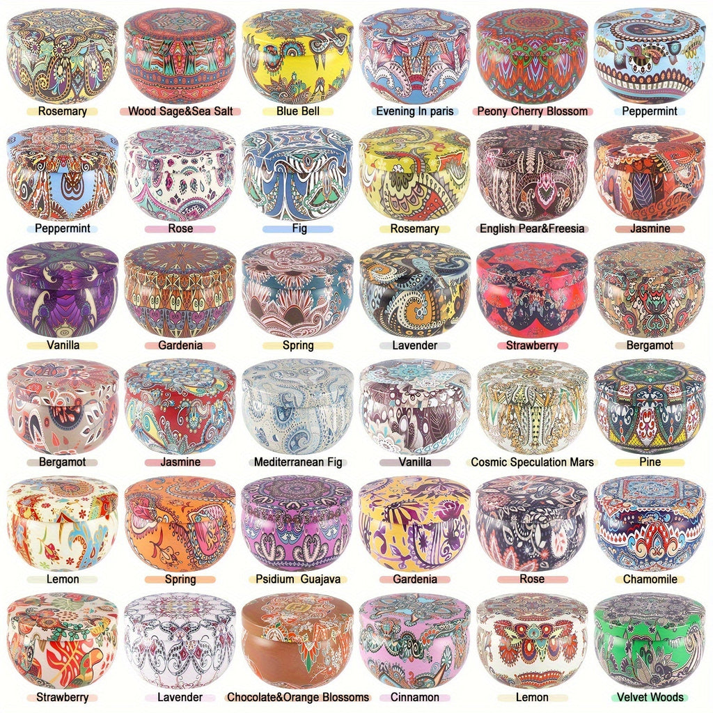 36-Pack Scented Candle Gift Set – Natural Soy Wax Aromatherapy Travel Tin Candles for Yoga Spa Bedroom & Bath in Multicolor Marble & Victoria (Mother’s Day Valentine’s Day Birthday Gift)
