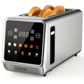 4-Slice Long Slot Toaster – Touchscreen LED Display 1.5" Extra Wide Slots for Thick Bread & Bagels Countdown Timer Memory Function Dual Control 6 Shade Settings Stainless Steel