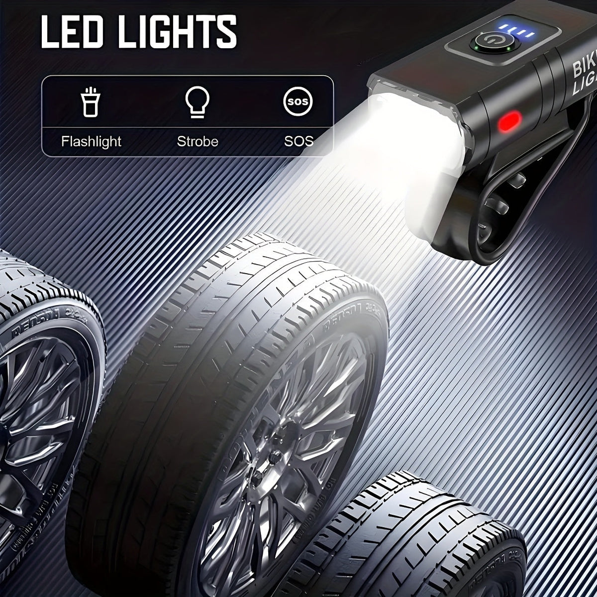 LED Bike Light Set USB-C Rechargeable 1500 Lumens – Front & Rear Bicycle Lights, 6+4 Modes, Waterproof, Power Display, Fast Charging, Safe Night Cycling Lights for Road and Mountain Bikes