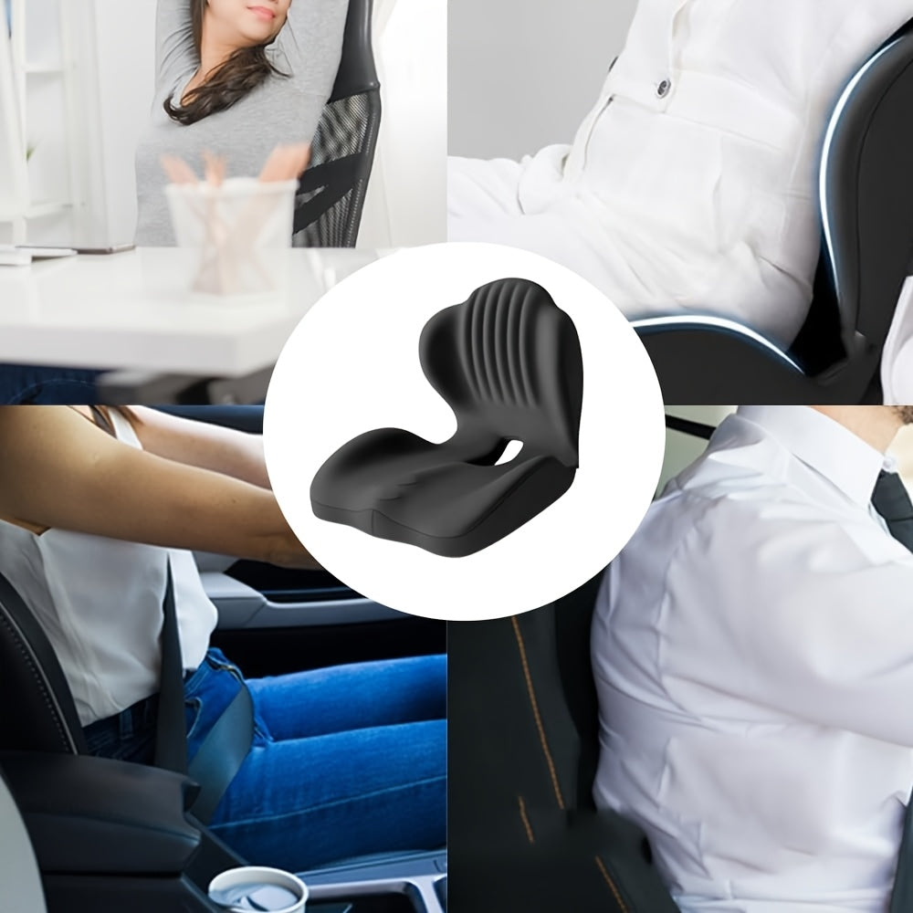 Ergonomic Memory Foam Seat Cushion with Back Support & Breathable Hollow Design – Comfortable Coccyx Cushion for Office Chair, Car Seat, and Long-Term Sitting, Unisex