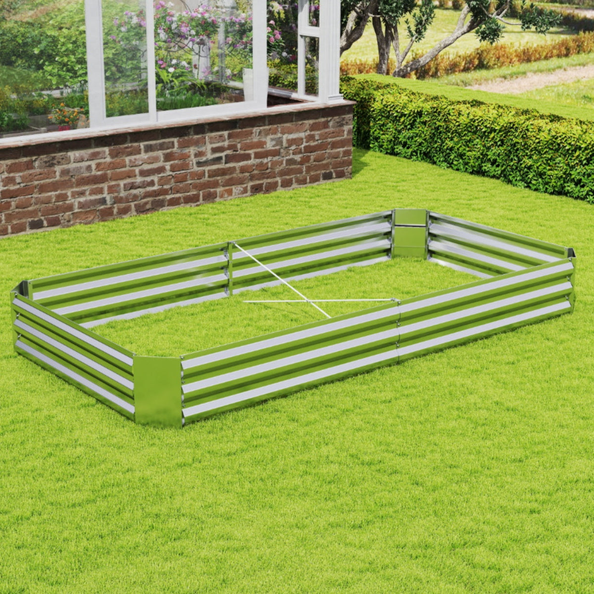 8x4x1FT Galvanized Raised Garden Bed, 30.5 Cu Ft, Open-Ended Base, X-Bar Reinforced Frame, Rustproof, Tool-Free Assembly, for Vegetables, Flowers, Herbs & Fruit, Patio, Yard, Silver