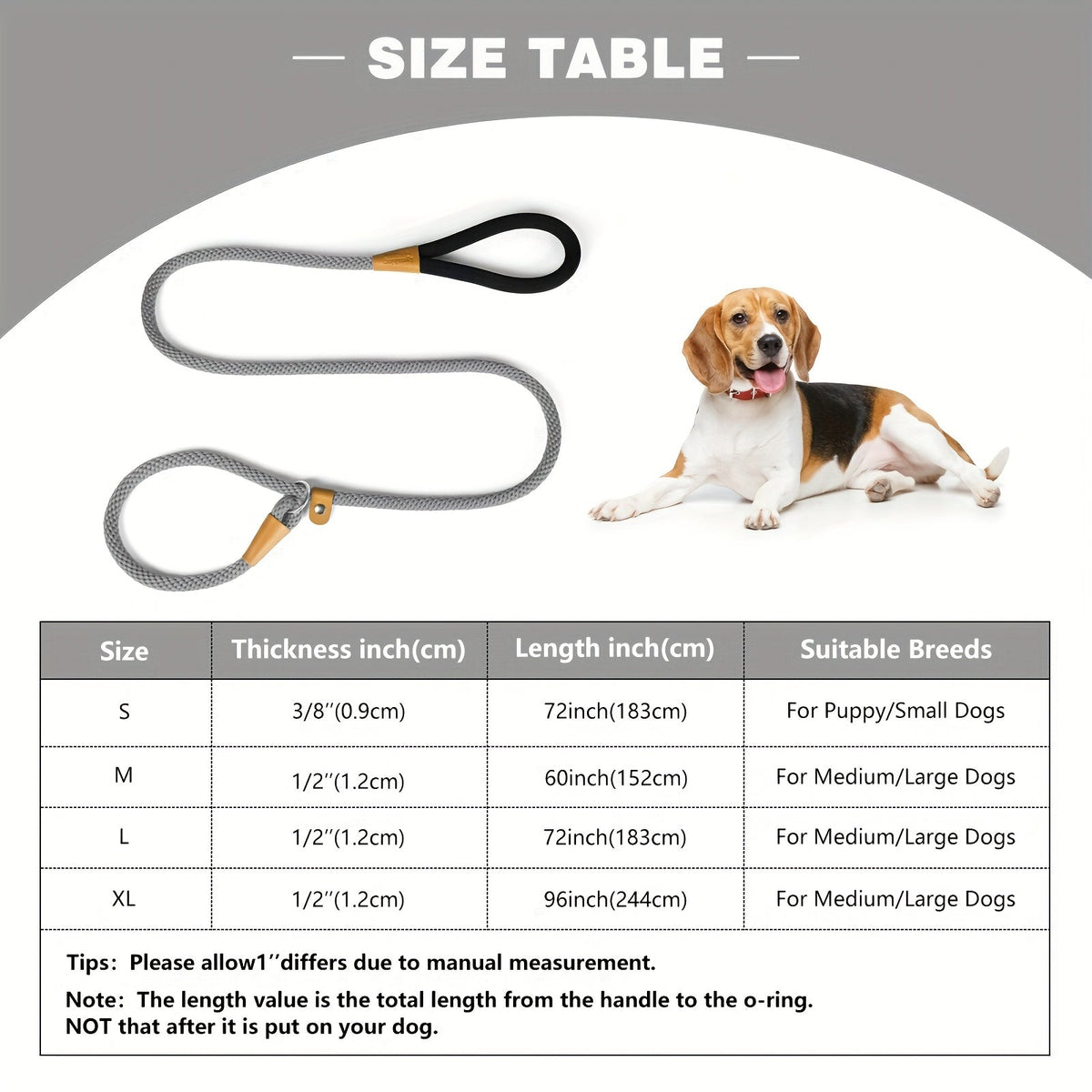 Durable Nylon Dog Leash for Small, Medium, and Large Dogs - Heavy Duty Woven Training Leash S-XL, 8 Colors, Strong Comfortable Handle Dog Walking Lead