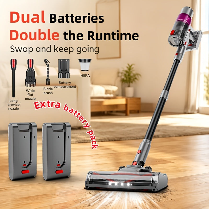 Cordless Vacuum Cleaner 550W 62Kpa Powerful Suction LED Smart Display Anti-Tangle Brush Removable Battery Lightweight All-in-1 for Home Carpet Pet Hair Hardwood Floor Multiple Colors