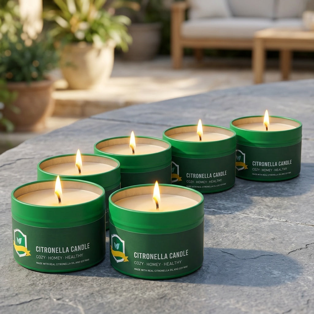 Citronella Candles Outdoor 6-Pack, 4.4oz Each, 150-Hour Burn Time, Natural Mosquito Repellent for Patio, Camping, BBQ, Garden, Yard, Party, Deck, Lanai, Home Decor Gift