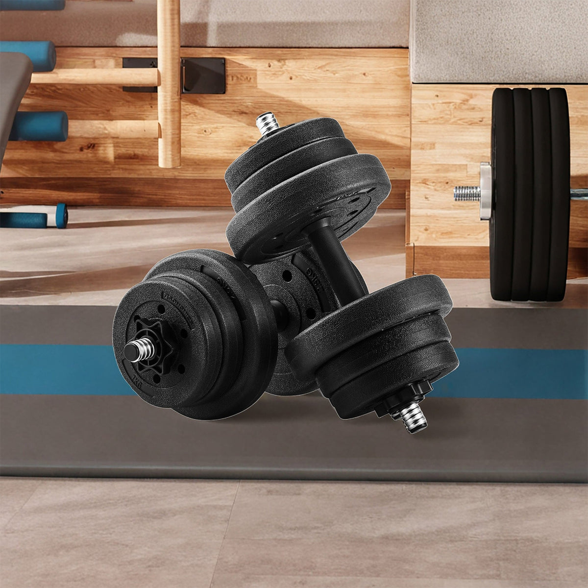 Adjustable Dumbbells Set 44 lb Pair, 7 Weight Options 11-44 lbs, Non-Slip Handle, PE Shell Cement Core, Home Gym Fitness Training Weights for Men and Women, Black