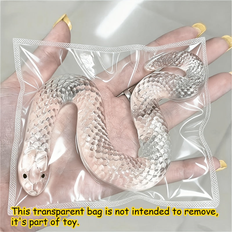 Squishy Snake Head Clip Fidget Pop Toy, Transparent TPR Slow-Rising Stress Relief Sensory Toy, Desktop Prank Novelty Gift for Kids Adults Ages 2+