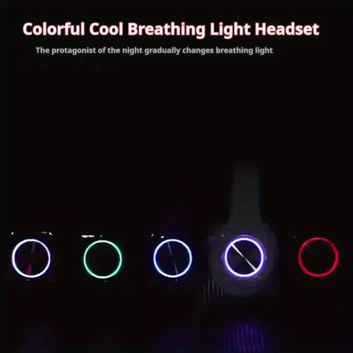 Wireless Over-Ear Headphones with LED Lights - Foldable, Built-in Mic, FM Radio & SD Card Slot - Wired/Wireless - For School, Tablet, PC & TV - White, Black, Black Red & Blue Black
