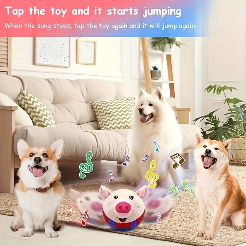 Smart Bouncing Dog Toy Ball with Recording & Music Mode – Rechargeable Interactive Pet Toy for Small, Medium, and Large Dogs, Washable Squeaky Jumping Ball, Keeps Dogs Busy