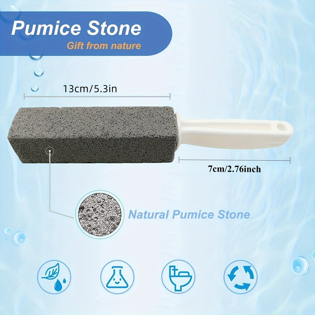 Pumice Stone Scouring Stick - Removes Limescale, Hard Water Rings, Calcium Buildup & Rust - Ergonomic Handle - For Toilet Bowl, Tile, Bath & Kitchen