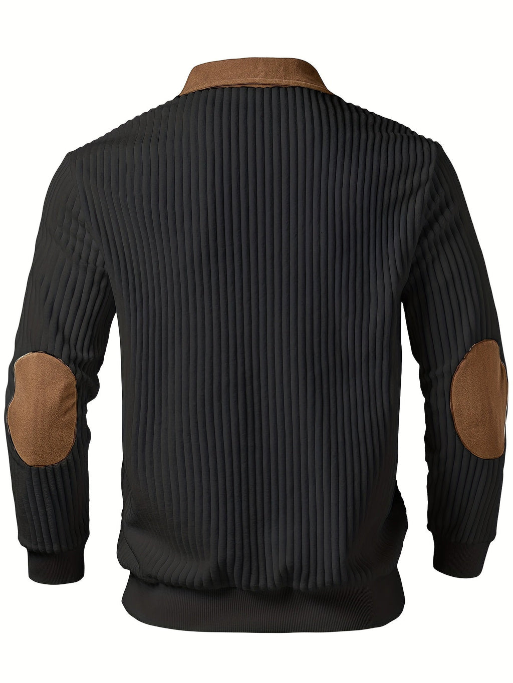 Men's Color-Block Ribbed Stand Collar Pullover - Zipper Detail, Thick & Warm, Long Sleeve - Casual, Daily & Commute - S–XXL - White, Black, Off-White & Olive