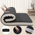 Japanese-Style Foldable Floor Mattress – Portable Roll-Up Guest Bedding for RV Travel Camping & Everyday Floor Lounging in Twin Full & Queen in Black & Grey