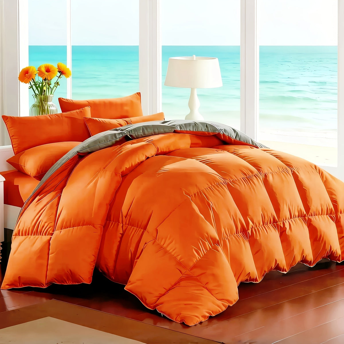 7-Piece Comforter Set, Queen/King Size – Soft Microfiber Pinch Pleated Bed-in-a-Bag with Comforter, Fitted Sheet, Flat Sheet & 4 Pillowcases, All-Season Bedding Set for Home & Dorm