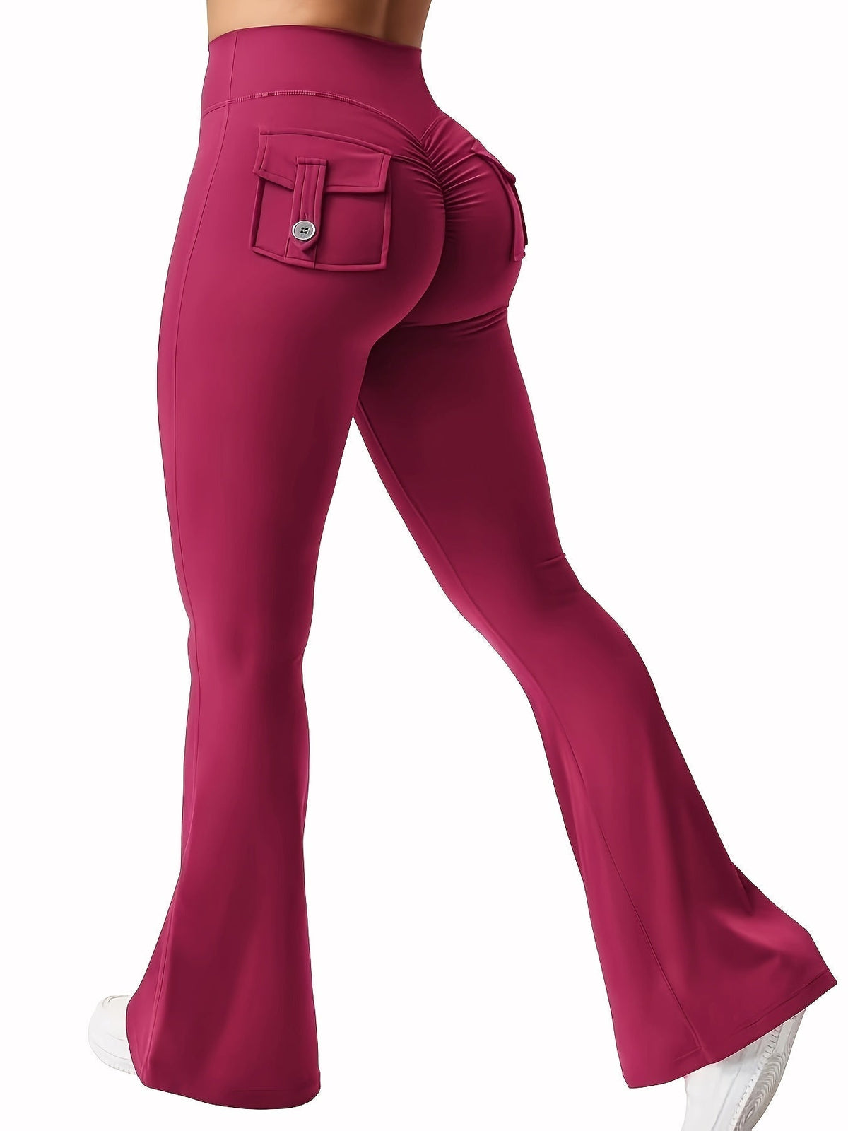 Women's High Waist Flare Yoga Pants Scrunch Butt Lift Leggings with Pockets, Squat-Proof, 4-Way Stretch, Sweat-Wicking Sportswear for Gym, Running, and Workout – 7 Colors, S-XL