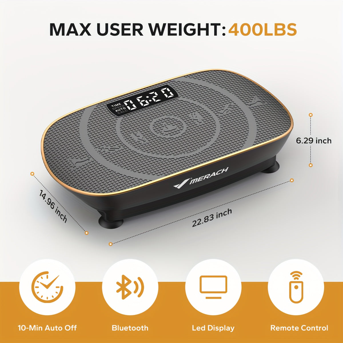 MERACH CV30 Pro Vibration Plate Exercise Machine, Auto-Sensing Full Body Workout Platform with Bluetooth Speaker, Resistance Bands, 10 Speed Levels, LED Display, 330-440 lbs Capacity – Home Gym Fitness