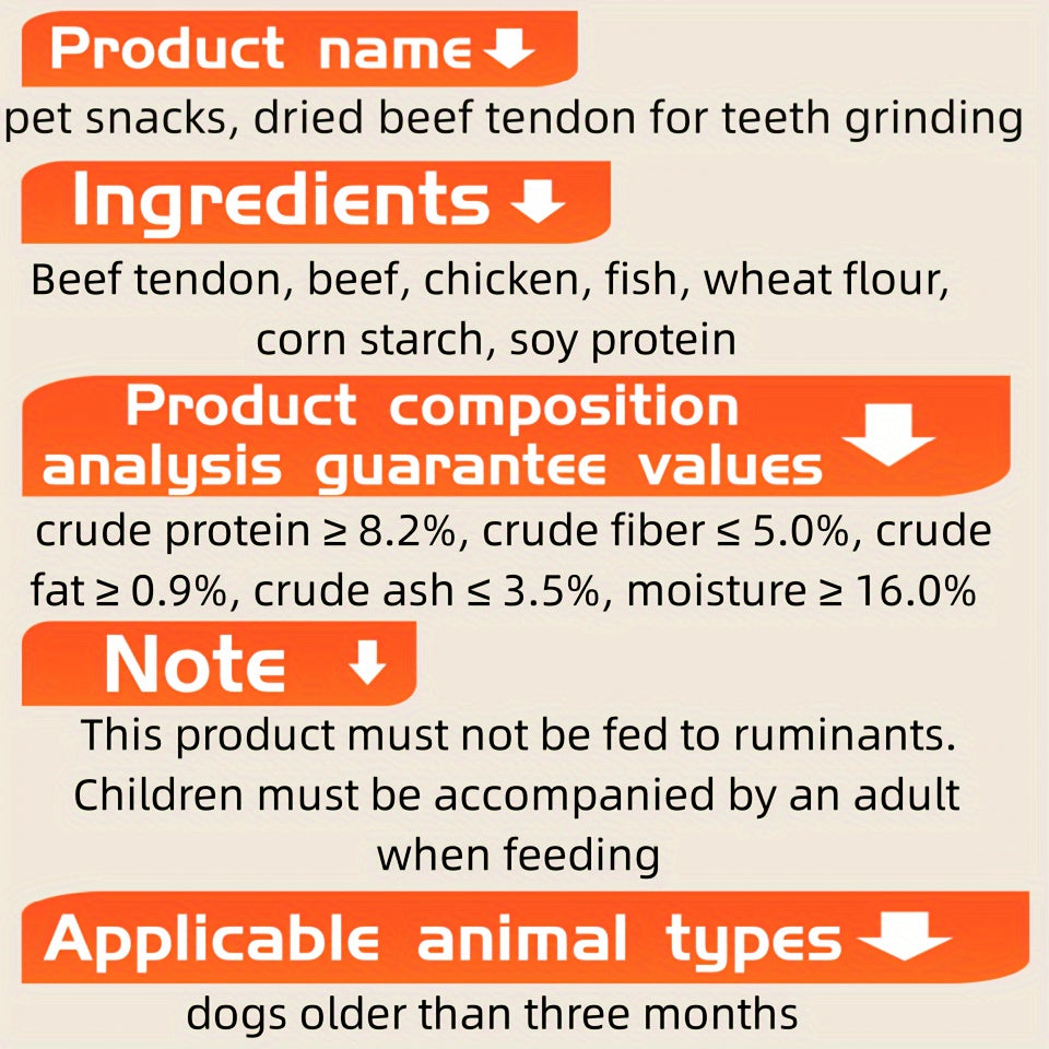 Dried Beef Tendon Dog Chews: Natural, High-Protein Jerky Treats & Chew Sticks for Training Rewards, Suitable for All Breeds, Available in 250g / 500g 2-Pack Options