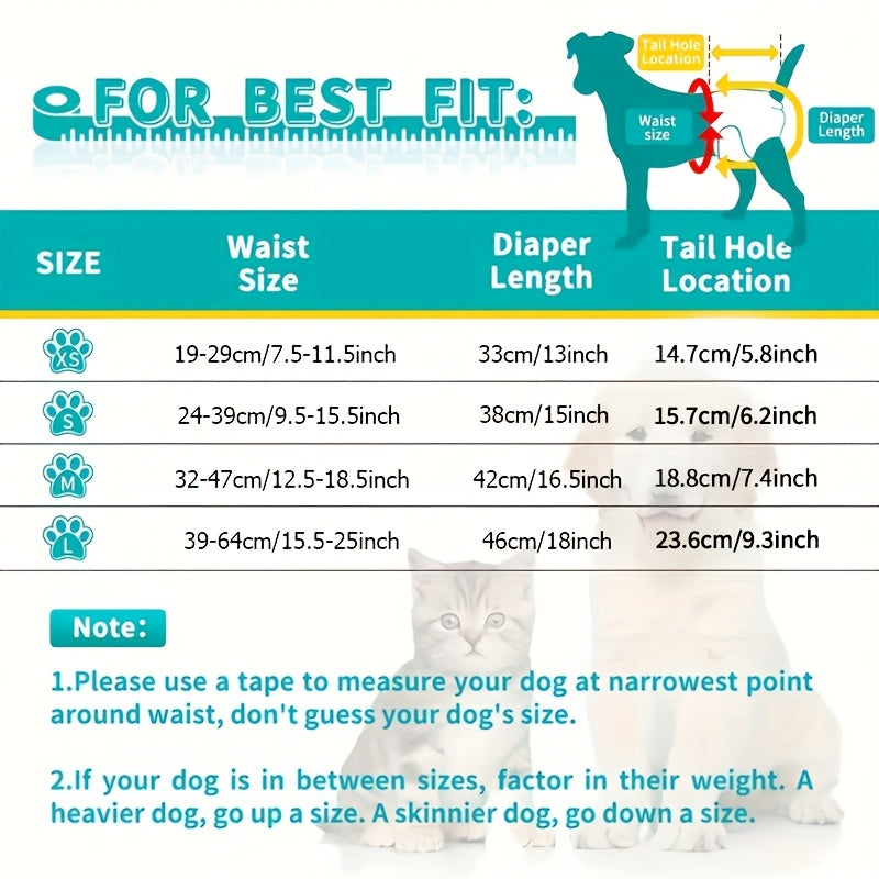 Washable Female Dog Diapers 3-Pack, Reusable and Highly Absorbent – Dog Period Panties for Female Dogs in Heat, Incontinence, and Puppy Training, XS to L