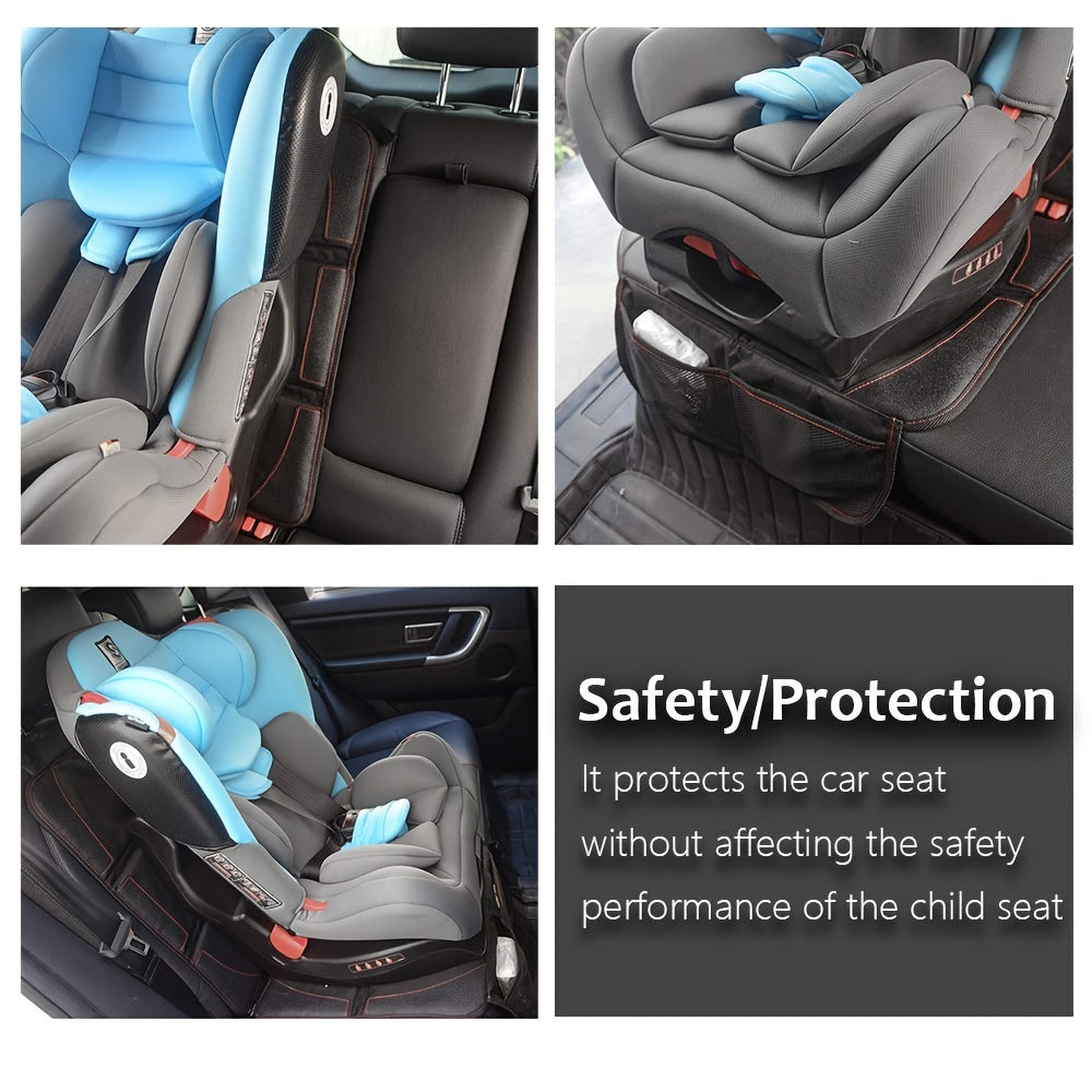 Car Seat Protector for Child Car Seat & Pets, Large Size 600D Fabric with Thick Padding & Storage Pockets, Universal Car Seat Cover for Baby & Pet Protection, Black