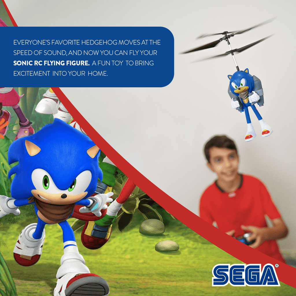 Sonic Boom Sonic 2.5 Channel IR Remote Control Jetpack Flying Figure Helicopter – RC Toy Indoor Kids Gift