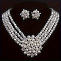 Luxury Bridal Necklace & Earring Set for Women – Silver-Plated Beaded Jewelry Set for Weddings, Evening Parties & Stage Performances, Elegant Dress Accessories