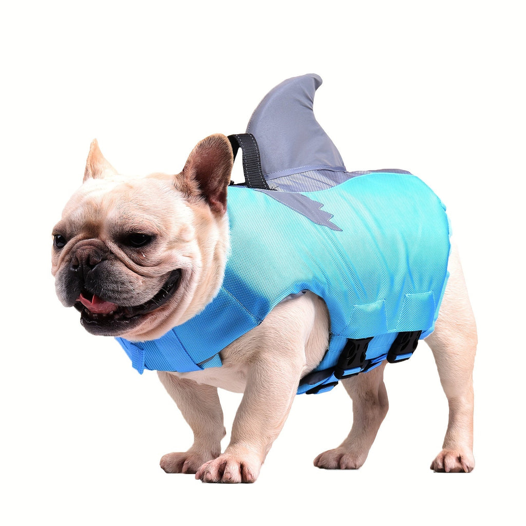 Shark Shape Dog Life Jacket for Swimming, Reflective Adjustable Pet Safety Vest with Rescue Handle for Small to Large Dogs, Lightweight Dog Life Preserver for Pool, Beach, Lake, and Boating, XS to XXL