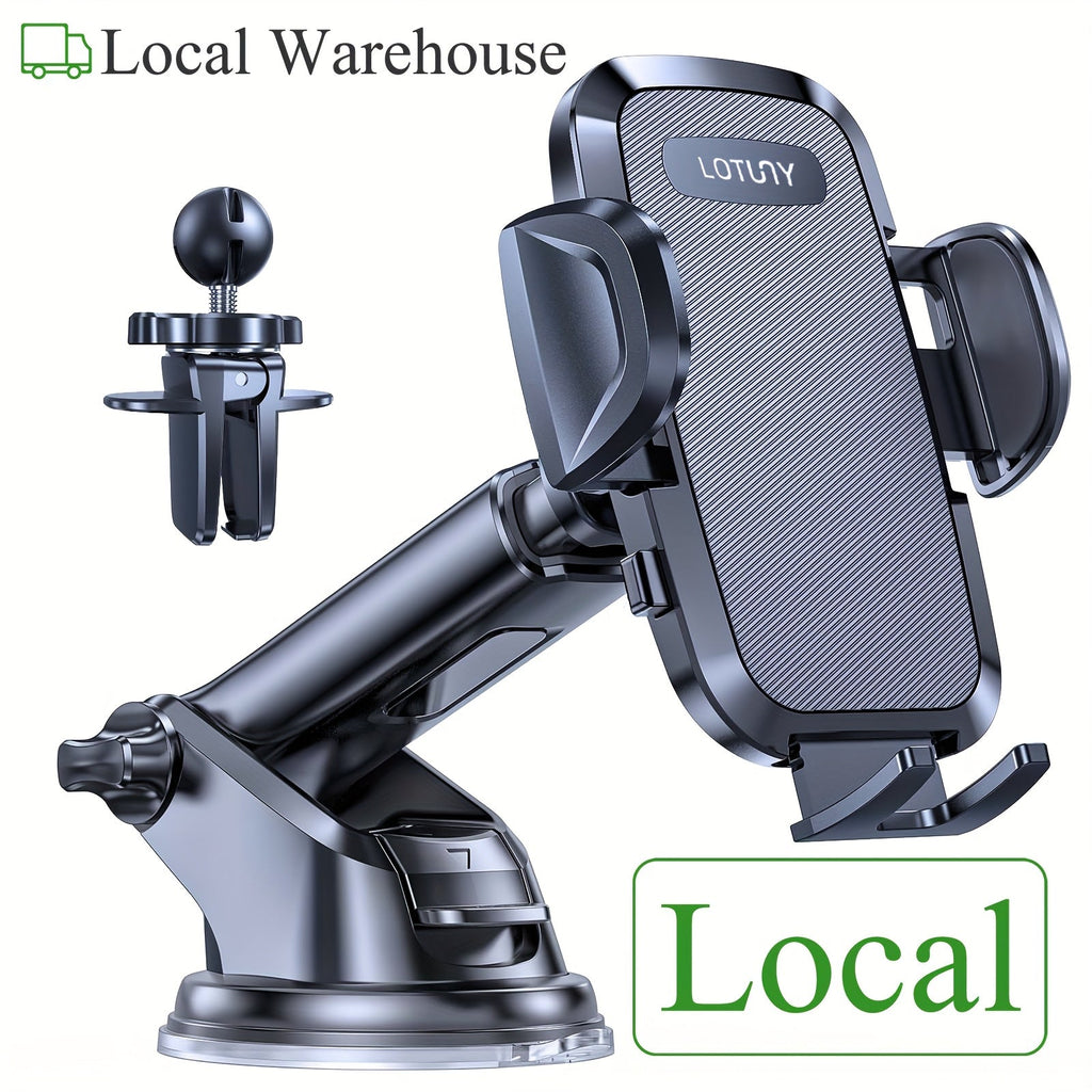 3-in-1 Car Phone Holder: Suction Cup & Air Vent Mount | 360° Rotation, 6.5"-8.5" Telescopic Arm, 60lb Nano-Gel Suction, Scratch-Proof – Universal Fit for iPhone, Samsung, Google & All 4"-7.2" Phones