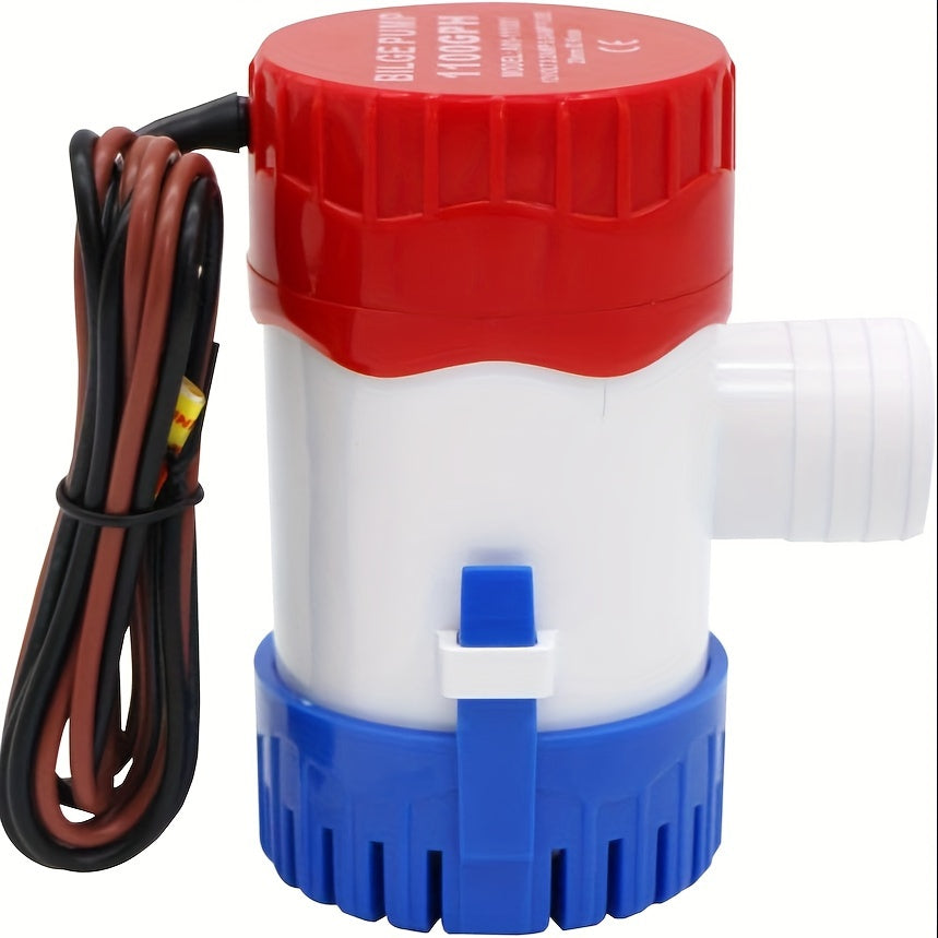 1100GPH 12V Submersible Electric Bilge Pump with Low-Noise Automatic Float Switch for Boats, Yachts, RVs, Pools, and Marine Water Removal