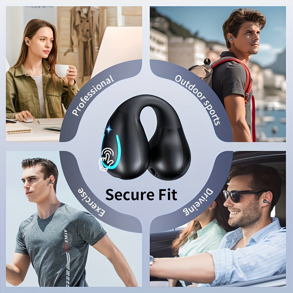 Open-Ear Wireless Earphones Bluetooth 5.4 TWS 360° Ambient Awareness ENC Clear Calls Touch Control All-Day Comfort Sport Fitness Earbuds Secure Fit Truly Open Design