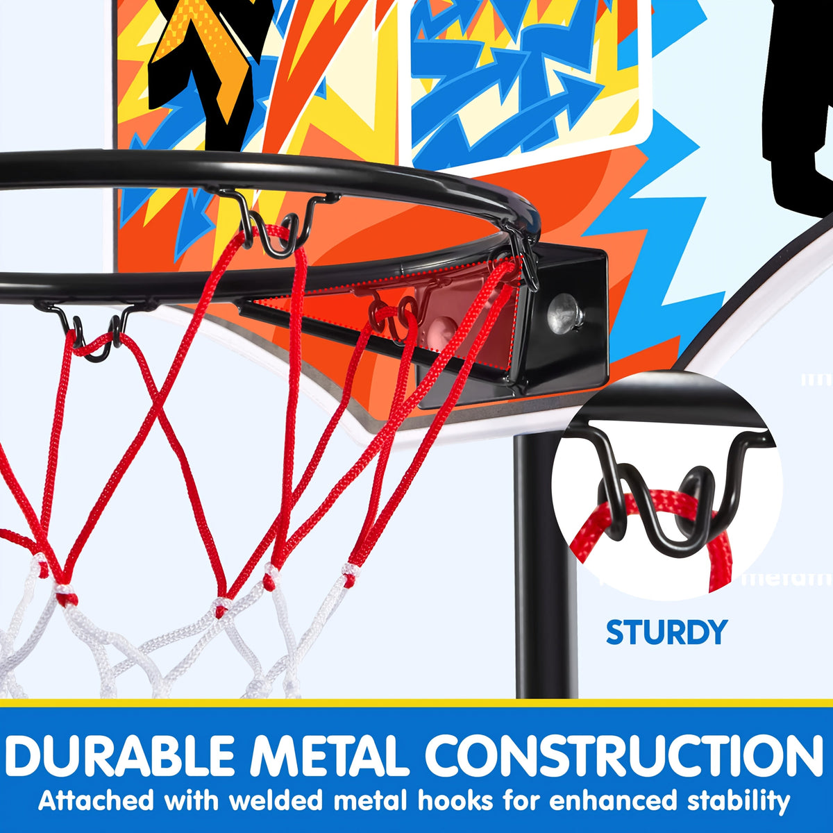 SYNCFUN Kids Basketball Hoop Adjustable Height 2.8–6.2 Ft Indoor & Outdoor Portable with 4 Balls & Pump Triangular Base for Boys & Girls Age 3+