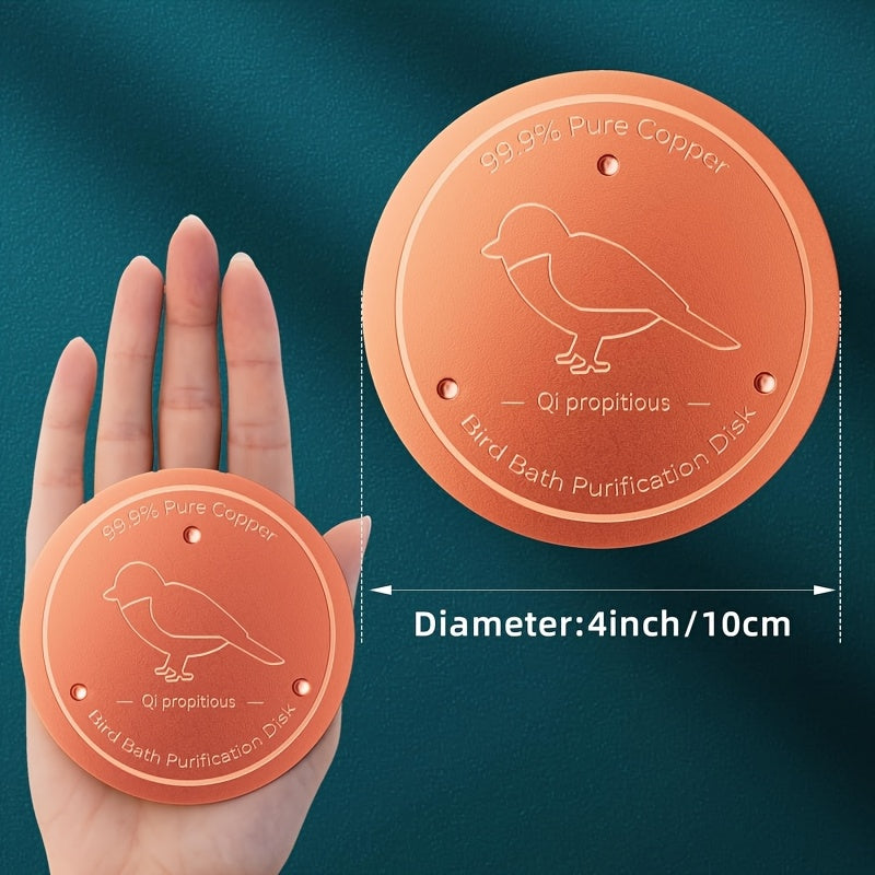 Bird Bath Copper Purification Disk & Water Wiggler 99% Pure Copper 4-Inch Round 1mm Reinforced Triple-Point Support for Safe Clean Water – Universal Fit for All-Season Outdoor Birdbath Bowls