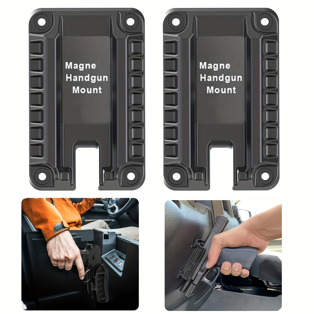 2-Pack Magnetic Gun Mount Concealed Pistol Holder – Strong Quick-Draw Magnetic Gun Holster for Car, Truck, SUV, Desk, Bedside, Wall & Under-Counter, Universal Handgun Magnetic Mount