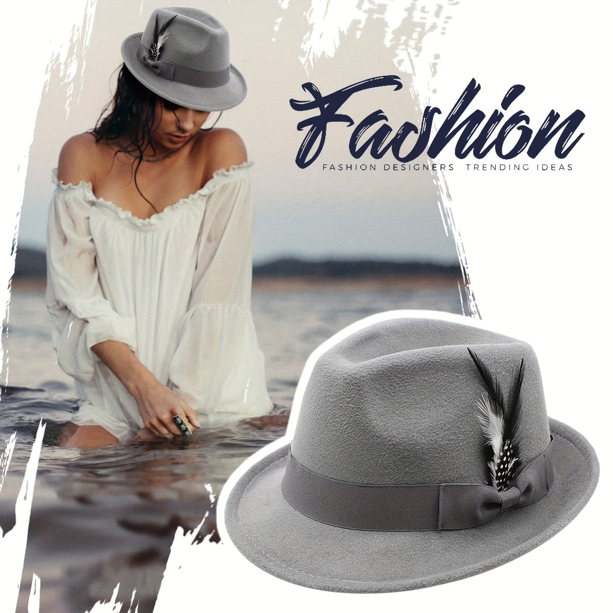 Short Brim Felt Fedora Hat for Men & Women – Classic Feather Panama Dress Hat in 7 Colors (Black, Brown, Navy, Red, Gray, Coffee), Unisex Jazz Cap for Formal, Casual, and Daily Wear