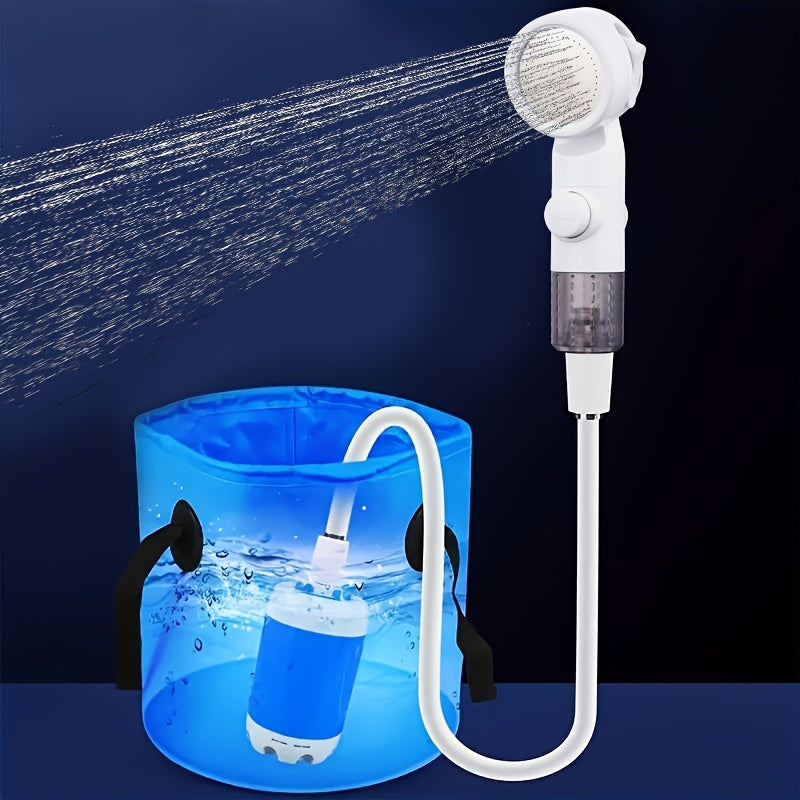 Portable Rechargeable Electric Camping Shower Pump, Outdoor Shower for Hiking, Climbing, Beach, Camping, Car & Motorcycle Wash, Pet Bathing, Garden & Crop Watering, Compact Travel Pump