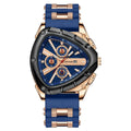 Men's Luxury Quartz Watch, Triangular Dial, Silicone Band, Date Display, Chronograph, Business Casual Wristwatch, 5 Colors