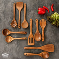 10-Piece Natural Teak Wooden Kitchen Utensils Set - Cooking Spoons, Spatulas & Turner, Non-Stick Safe, Heat Resistant, Eco-Friendly Wood Cookware Tools for Home Kitchen