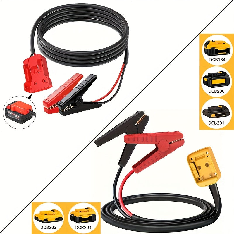 DeWalt Compatible Car Jump Starter Booster Cables with Adapter for DeWalt 20V Battery, Portable Automotive Jumper Cables for Car Jump Starting, Battery Not Included