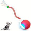 Interactive Cat Ball Toy with Elastic Net Tail, Automatic Moving Electric Ball Toy for Cats - Motion Activated, Obstacle Avoidance, Works on Floors, Tiles, and Carpets, USB Rechargeable Smart Cat Toy