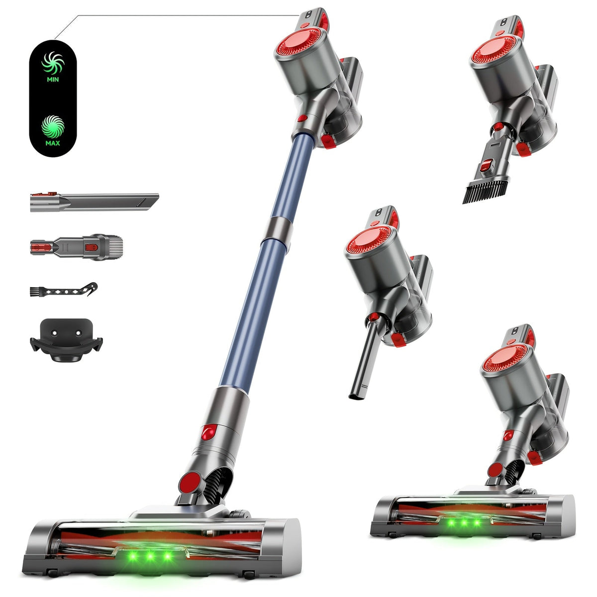 Cordless Stick Vacuum Cleaner – 62 kPa Suction, 40 Min Runtime, Detachable Battery, LED Floor Brush, Variable Speed, Lightweight Handheld, Pet Hair, Carpet & Hard Floors, 5 Colors – Nova Mart