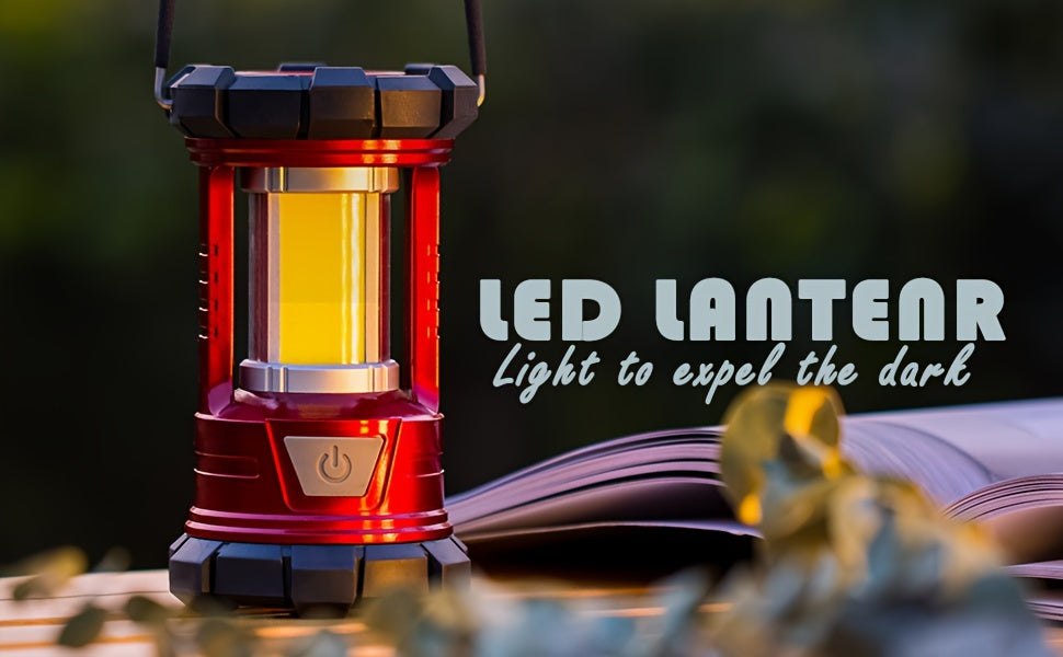 2-Pack Rechargeable Camping Lantern, 1500LM LED with Phone Charger, 3 Light Modes, Portable Hurricane Emergency Lantern for Camping, Hiking, Power Outages, and Outdoor Survival